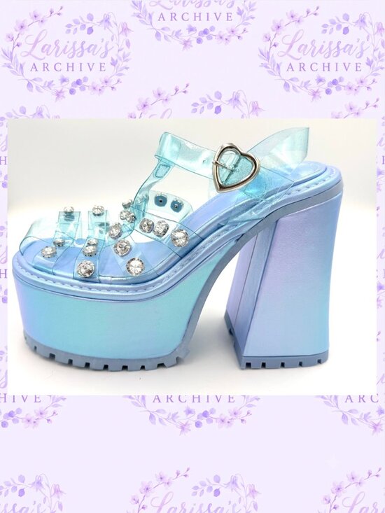 Shoes - Sugar Thrillz by Dolls Kill | Self-Love Club Holographic Platform Heels | Size 7